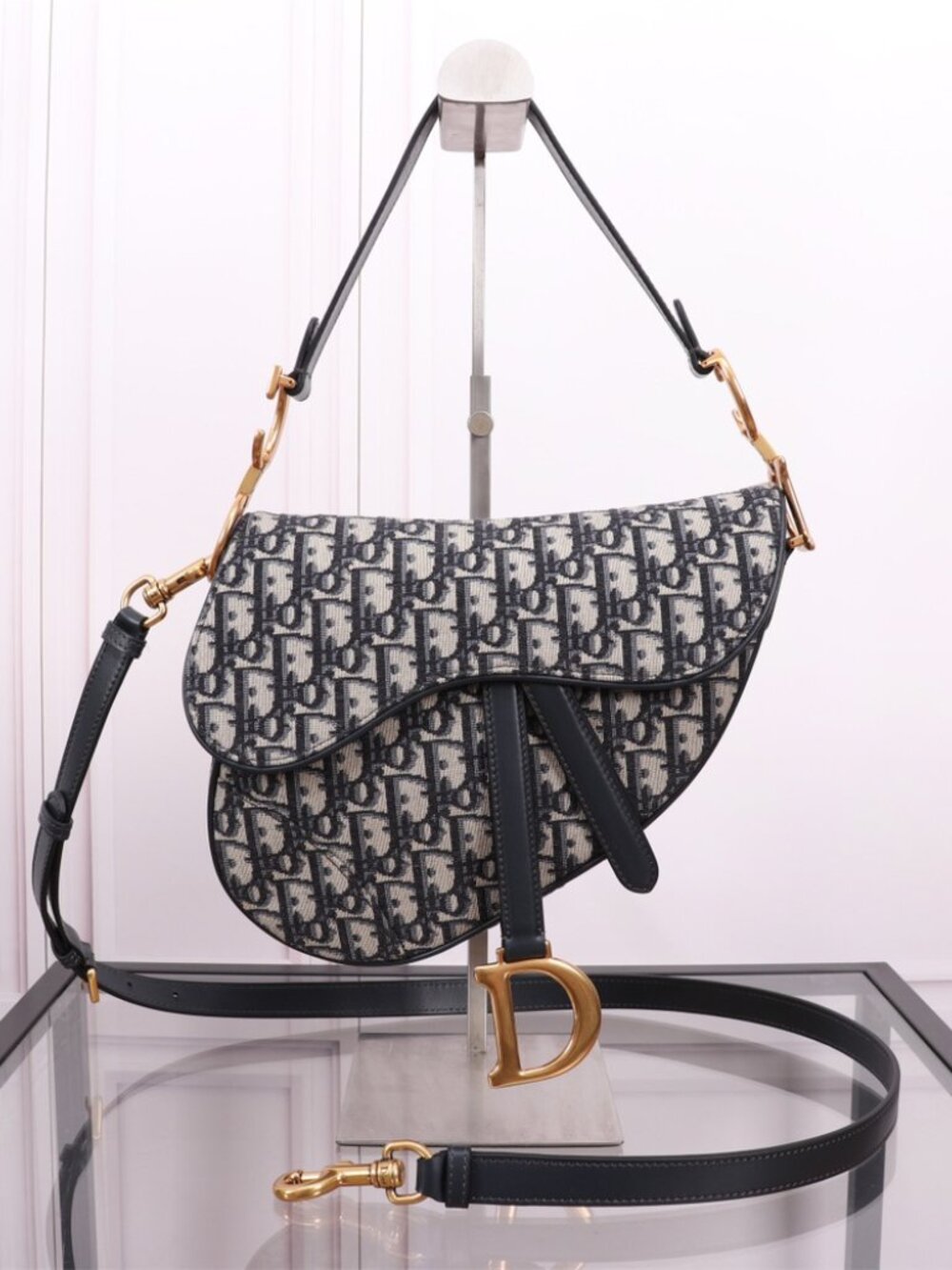 Dior Saddle Mini Navy Blue Oblique Canvas Bag